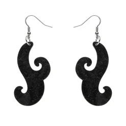 Hot Nouveau Ripple Glitter Resin Drop Earrings - Black Essential Earrings