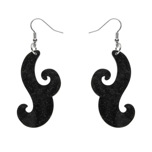 Hot Nouveau Ripple Glitter Resin Drop Earrings - Black Essential Earrings