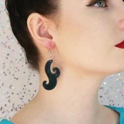 Hot Nouveau Ripple Glitter Resin Drop Earrings - Black Essential Earrings