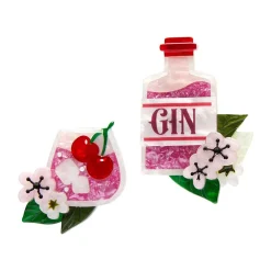 Hot Pink Gin Party Brooch Set Brooches