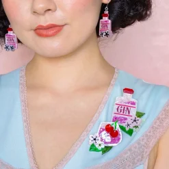 Hot Pink Gin Party Brooch Set Brooches