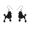 Discount Poodle Glitter Hook Drop Earrings - Black Essential Earrings