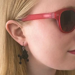 Discount Poodle Glitter Hook Drop Earrings - Black Essential Earrings