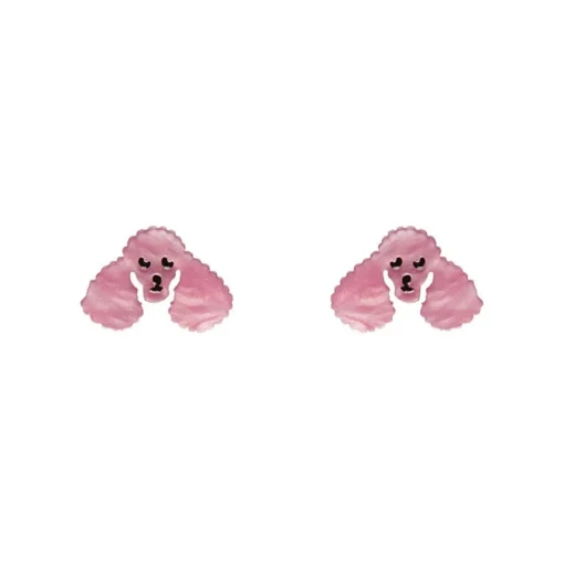 Cheap Poodle Ripple Stud Earrings - Pink Essential Earrings