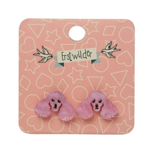 Cheap Poodle Ripple Stud Earrings - Pink Essential Earrings