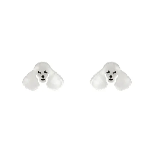Online Poodle Ripple Stud Earrings - White Essential Earrings