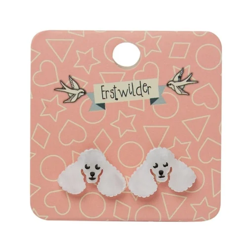 Online Poodle Ripple Stud Earrings - White Essential Earrings