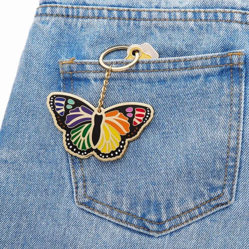 Hot Prince Of Pride Butterfly Enamel Key Ring Enamel Key Rings