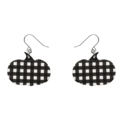 New Pumpkin Gingham Drop Earrings - Black Essential Earrings