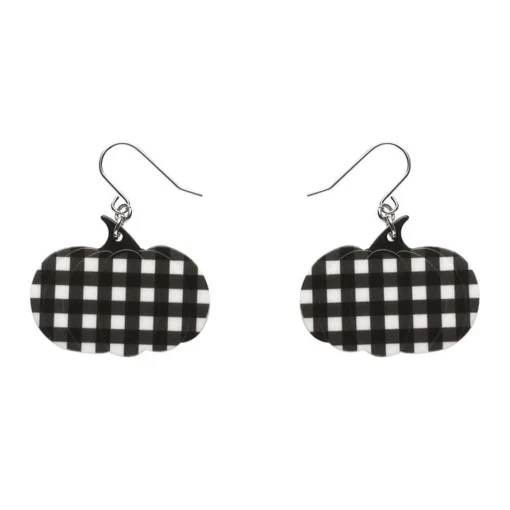 New Pumpkin Gingham Drop Earrings - Black Essential Earrings