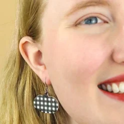 New Pumpkin Gingham Drop Earrings - Black Essential Earrings