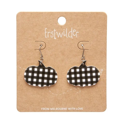 New Pumpkin Gingham Drop Earrings - Black Essential Earrings
