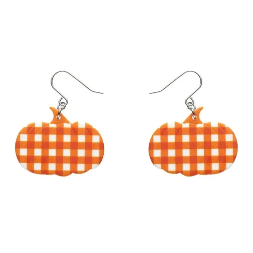 Online Pumpkin Gingham Drop Earrings - Orange Essential Earrings