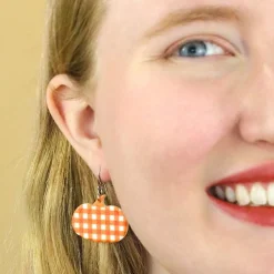 Online Pumpkin Gingham Drop Earrings - Orange Essential Earrings