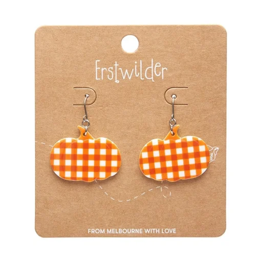 Online Pumpkin Gingham Drop Earrings - Orange Essential Earrings