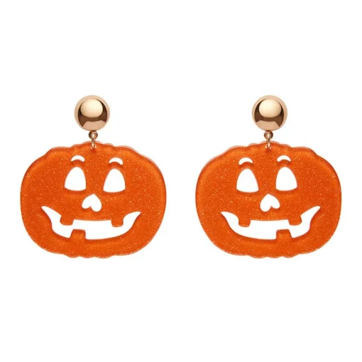 Sale Pumpkin Glitter Statement Earrings - Orange Essential Earrings