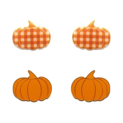 Online Pumpkin Patch Stud Earrings Set - Orange & Orange Gingham Essential Earrings