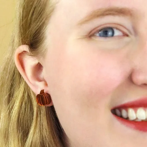 Online Pumpkin Patch Stud Earrings Set - Orange & Orange Gingham Essential Earrings
