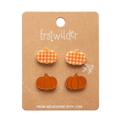 Online Pumpkin Patch Stud Earrings Set - Orange & Orange Gingham Essential Earrings