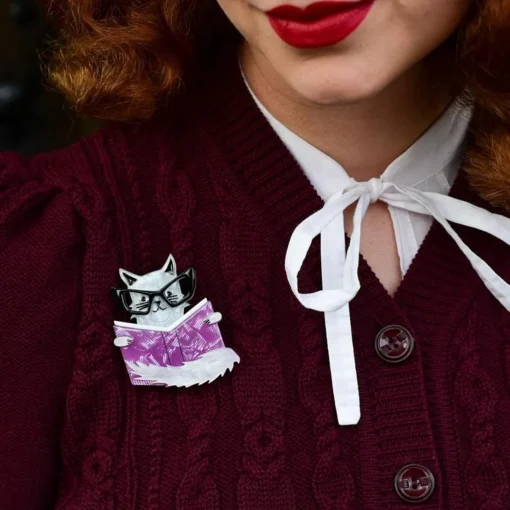 Flash Sale Puss In Books Brooch Brooches