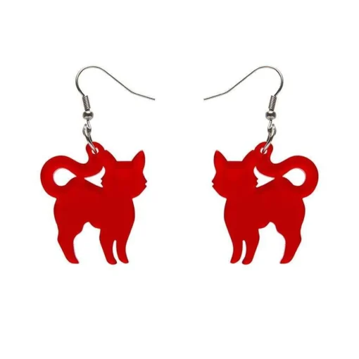 Best Sale Pussy Cat Bubble Resin Drop Earrings - Red Essential Earrings