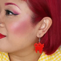 Best Sale Pussy Cat Bubble Resin Drop Earrings - Red Essential Earrings