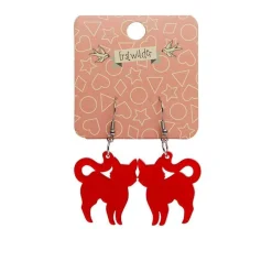 Best Sale Pussy Cat Bubble Resin Drop Earrings - Red Essential Earrings