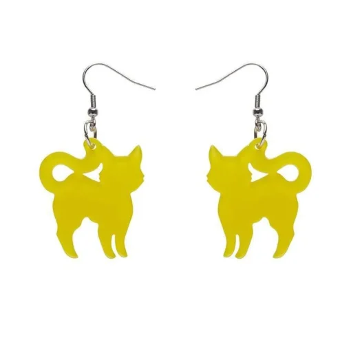 Cheap Pussy Cat Bubble Resin Drop Earrings - Yellow Essential Earrings
