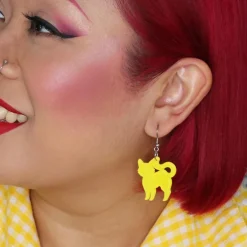 Cheap Pussy Cat Bubble Resin Drop Earrings - Yellow Essential Earrings