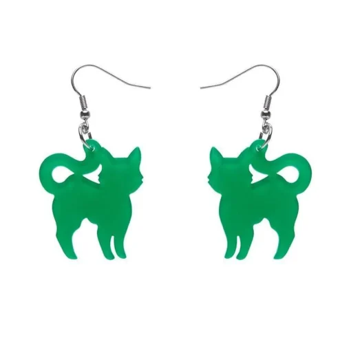 Cheap Pussy Cat Bubble Resin Drop Earrings - Green Essential Earrings