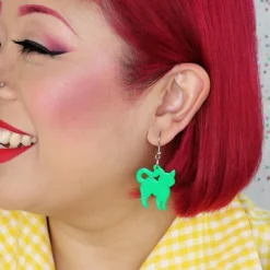 Cheap Pussy Cat Bubble Resin Drop Earrings - Green Essential Earrings