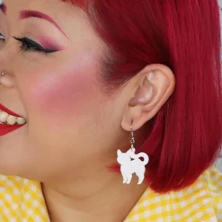 Outlet Pussy Cat Bubble Resin Drop Earrings - White Essential Earrings