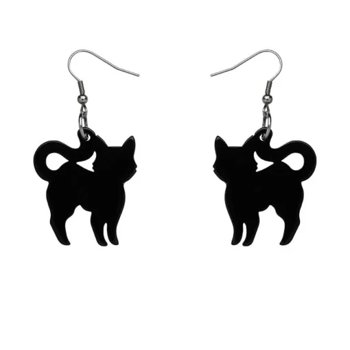 Hot Pussy Cat Solid Resin Drop Earrings - Black Essential Earrings