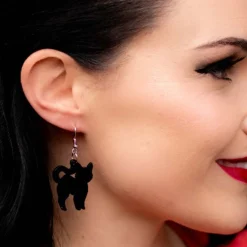 Hot Pussy Cat Solid Resin Drop Earrings - Black Essential Earrings