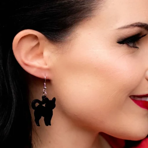 Hot Pussy Cat Solid Resin Drop Earrings - Black Essential Earrings