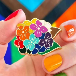 Sale Rainbow Heartfelt Hydrangea Enamel Pin Enamel Pins