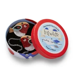 Hot Red Robbin Cardigan Clips Brooches