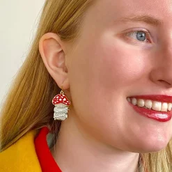 Discount Shiitake Happens Enamel Drop Earrings Enamel Earrings