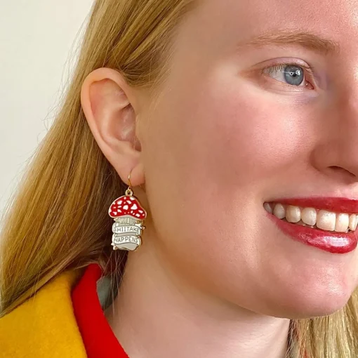 Discount Shiitake Happens Enamel Drop Earrings Enamel Earrings