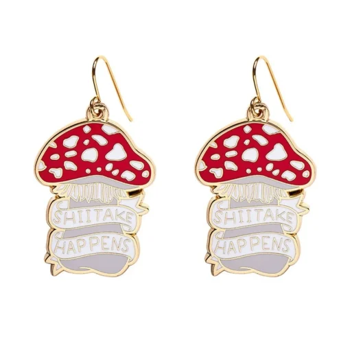 Discount Shiitake Happens Enamel Drop Earrings Enamel Earrings