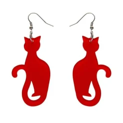 Hot Sitting Cat Bubble Resin Drop Earrings - Red Essential Earrings