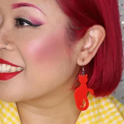 Hot Sitting Cat Bubble Resin Drop Earrings - Red Essential Earrings