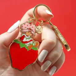 Cheap Sitting On A Strawberry Enamel Key Ring Enamel Key Rings
