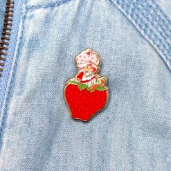 Sale Sitting On A Strawberry Enamel Pin Enamel Pins