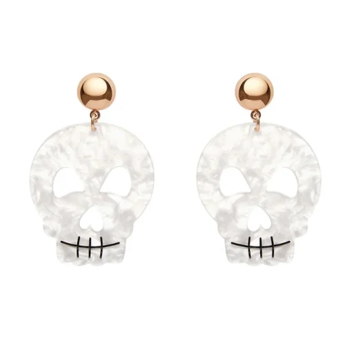 Sale Skull Ripple Statement Earrings - White Essential Earrings