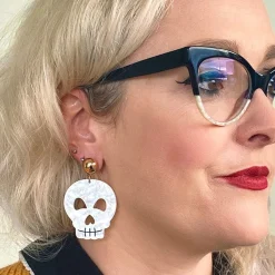 Sale Skull Ripple Statement Earrings - White Essential Earrings