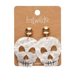 Sale Skull Ripple Statement Earrings - White Essential Earrings