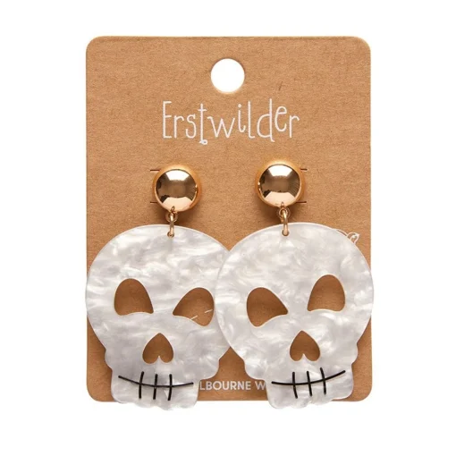 Sale Skull Ripple Statement Earrings - White Essential Earrings