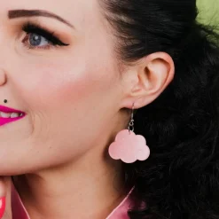 Cheap Solid Cloud Glitter Resin Drop Earrings - Pink Essential Earrings