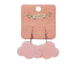 Cheap Solid Cloud Glitter Resin Drop Earrings - Pink Essential Earrings